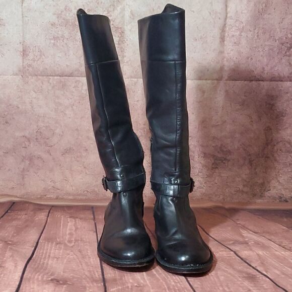 VINCE CAMUTO Black Leather Boots - Size 6 1/2 - Picture 4 of 11